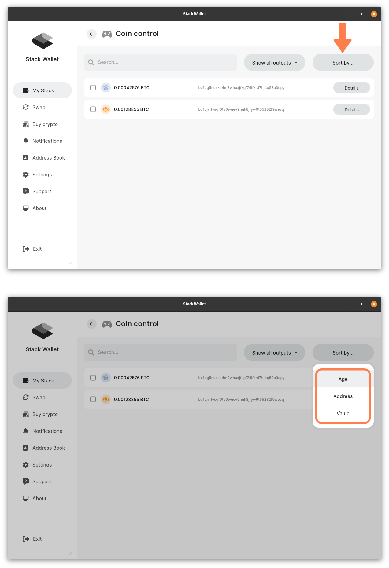 Stack Wallet Coin Control Guide - Step 4 on desktop